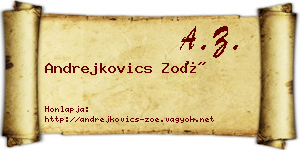 Andrejkovics Zoé névjegykártya